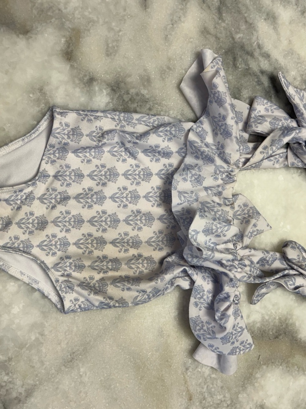 Cecil & Lou Light Blue Floral One-Piece Swimsuit with Ruffle Ties